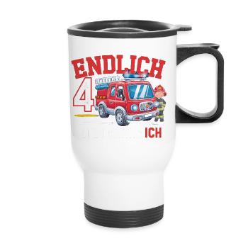 Finally 4 Now I Drive a Fire Engine - Thermal mug with handle - white - Front