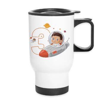 3rd Birrdday Astronaut Space Adventure for Boys - Thermobecher mit Tragegriff - Weiß - Vorne
