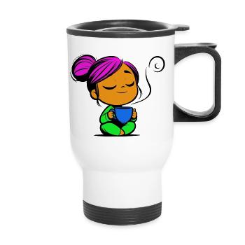 Tassmine relaxes with a cup of tea or coffee - Thermal mug with handle - white - Front