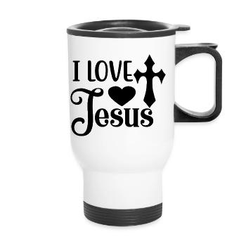 Liebe wie Jesus - Thermobecher mit Tragegriff - Weiß - Vorne