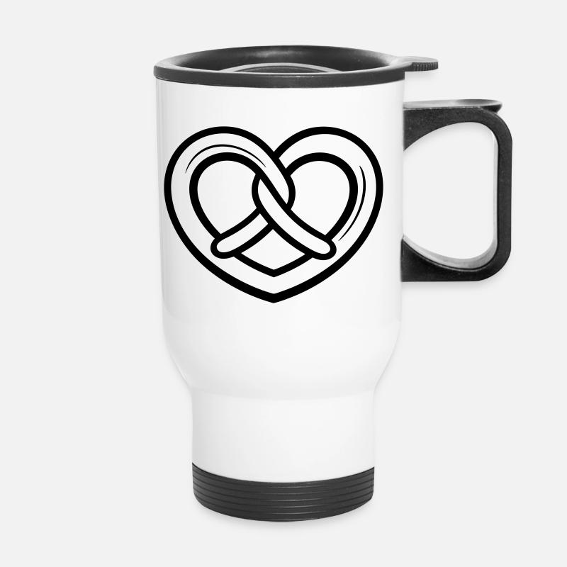 Herzbreze – Bavarian pretzel in the shape of a heart - Thermal mug with handle - white