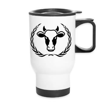 Cow Head Symbol Wreath - Thermal mug with handle - white - Front