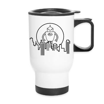 City Silhouette Robot : IA rencontre le design urbain - Tasse isotherme avec poignée - blanc - Devant
