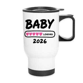 Baby Loading 2026 Parents enceintes - Tasse isotherme avec poignée - blanc - Devant