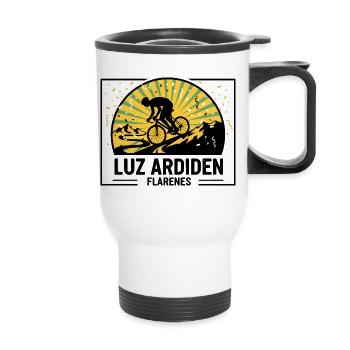 Luz Ardiden Pyrenees Cycling Switchbacks Art - Thermal mug with handle - white - Front