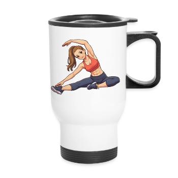 Flexible Fitness Pose Motif - Thermal mug with handle - white - Front