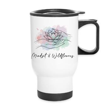 Mentalité Fleurs sauvages Fleurs Bohèmes Nature Dicton - Tasse isotherme avec poignée - blanc - Devant