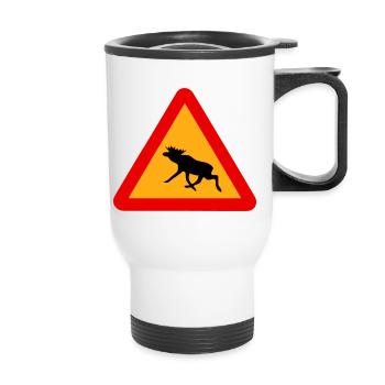 Warnung Elch! Älg! Moose! Schweden Sweden (vektor) - Thermobecher mit Tragegriff - Weiß - Vorne