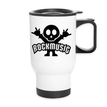 rock music heavy metal - Thermal mug with handle - white - Front