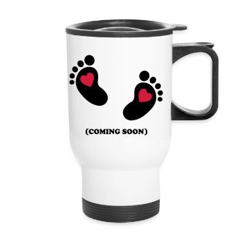 Baby - coming soon - 2c - Thermobecher mit Tragegriff - Weiß - Vorne