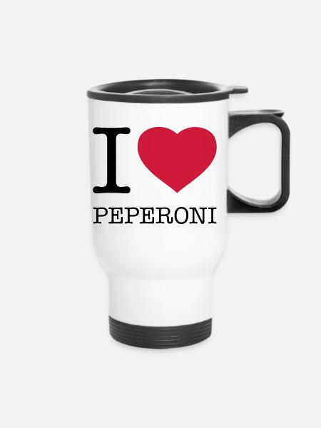 I LOVE PEPERONI - Thermobecher mit Tragegriff - Weiß