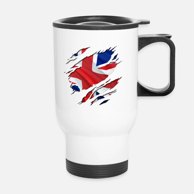The Union Jack under the shirt! - Thermal mug with handle - white