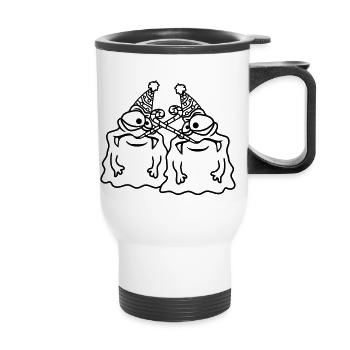 2 friends team couple birthday alone lonely mourning - Thermal mug with handle - white - Front