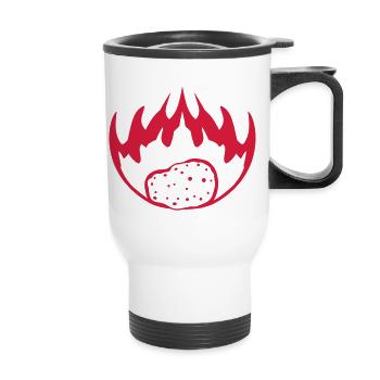flammes brûlantes pomme de terre feu fuite de nourriture chaude - Tasse isotherme avec poignée - blanc - Devant