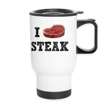 I Love Steak - Thermobecher mit Tragegriff - Weiß - Vorne