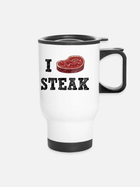I Love Steak - Thermobecher mit Tragegriff - Weiß