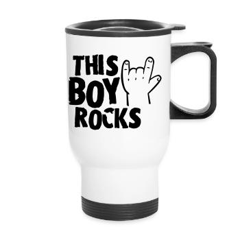 This Boy rocks - Thermobecher mit Tragegriff - Weiß - Vorne
