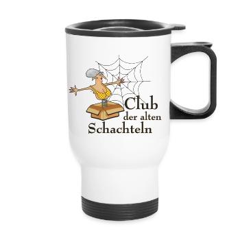 vom Grafikdesigner--Club der alten Schachteln - Thermobecher mit Tragegriff - Weiß - Vorne