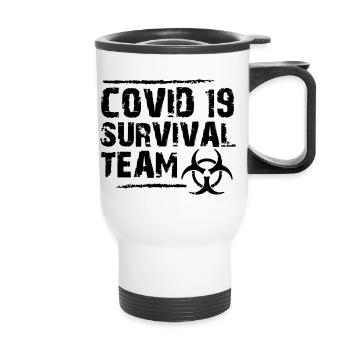 Covid19Survival - Thermobecher mit Tragegriff - Weiß - Vorne