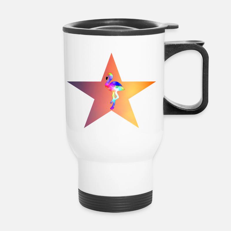 Flamingo star - Thermal mug with handle - white