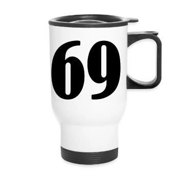 69 - Thermobecher mit Tragegriff - Weiß - Vorne