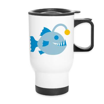 Fisch Anglerfisch Tiefsee Biolumineszenz Symbol - Thermobecher mit Tragegriff - Weiß - Vorne
