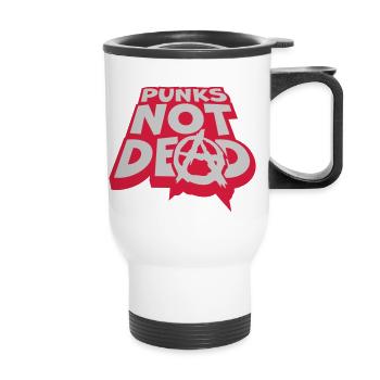 punks not dead quote - Thermal mug with handle - white - Front