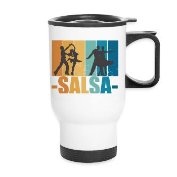 Salsa Vintage Dancer Retro Dancing Cadeau - Tasse isotherme avec poignée - blanc - Devant
