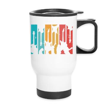 Human Evolution Guitar Band Retro Vintage - Tasse isotherme avec poignée - blanc - Devant