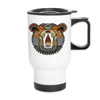 Tête d’ours symétrique - Tasse isotherme avec poignée - blanc - Devant