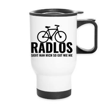 Fahrrad - Radlos sieht man mich so gut wie nie  - Thermobecher mit Tragegriff - Weiß - Vorne