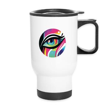 Regard artistique : L’œil en couleur - Tasse isotherme avec poignée - blanc - Devant