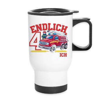 Finally 4 Now I Drive a Fire Engine - Thermal mug with handle - white - Front