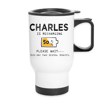 Charles prénom drôle sarcastique Cadeaux Charles - Tasse isotherme avec poignée - blanc - Devant