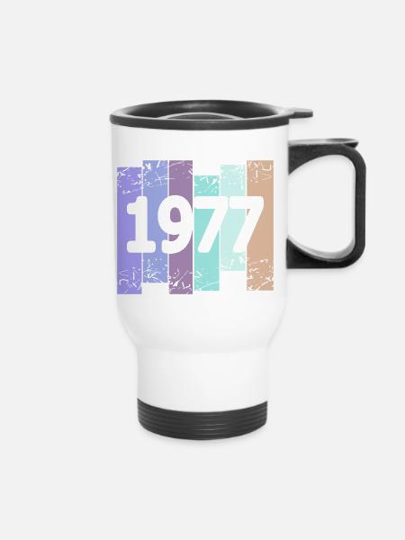 Oldtimer 1977 - Thermobecher mit Tragegriff - Weiß