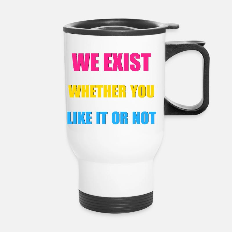 We Exist - Pansexual Flag - Thermal mug with handle - white