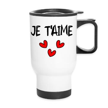 Cœurs flottants noirs et rouges - Tasse isotherme avec poignée - blanc - Devant