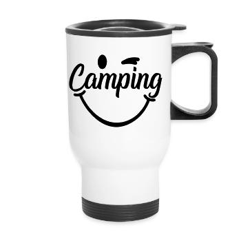 Camping Smile - Thermal mug with handle - white - Front