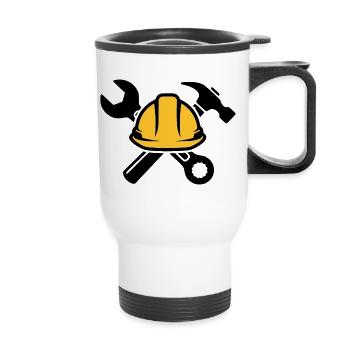 Artisans et ouvriers du bâtiment | Logo de l’outil - Tasse isotherme avec poignée - blanc - Devant