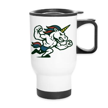 Power Unicorn Running Strong Fantasy Illustration - Thermal mug with handle - white - Front