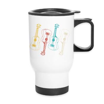 Hawaiian Ukulele Uke Retro Vintage - Thermal mug with handle - white - Front