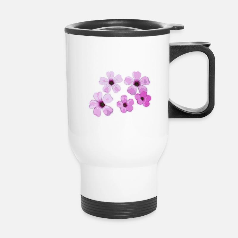 Blumen violett - Thermobecher mit Tragegriff - Weiß