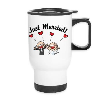 Just Married In Love - Thermal mug with handle - white - Front