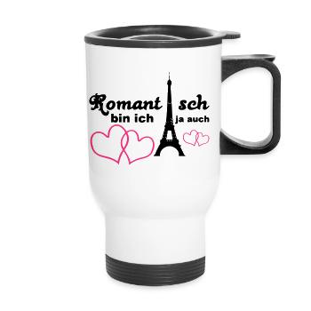 Romantisch Liebe Herz Paris Paar Spruch Geschenk - Thermobecher mit Tragegriff - Weiß - Vorne