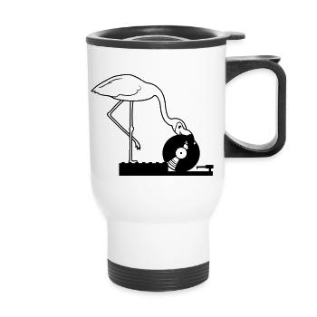 music party celebrate disco club hang up v - Thermal mug with handle - white - Front