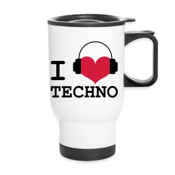 I Love Techno! - Thermobecher mit Tragegriff - Weiß - Vorne