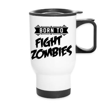 Born to fight Zombies - Halloween - baby Kostüm - Thermobecher mit Tragegriff - Weiß - Vorne