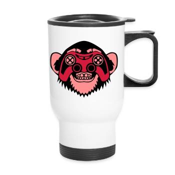 Monkey Controller Spiele Auge Joystick Geek - Thermobecher mit Tragegriff - Weiß - Vorne