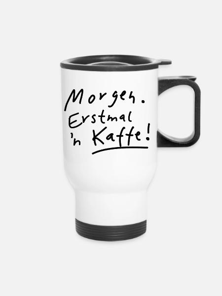 Kaffee Guten Morgen - Thermobecher mit Tragegriff - Weiß