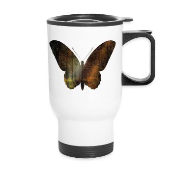 Papillon et forêt - Tasse isotherme avec poignée - blanc - Devant